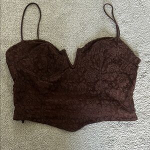 Brown Lace Bustier Top size small